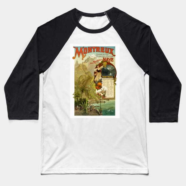 Montreux Switzerland Vintage Travel Poster 1894 Baseball T-Shirt by vintagetreasure